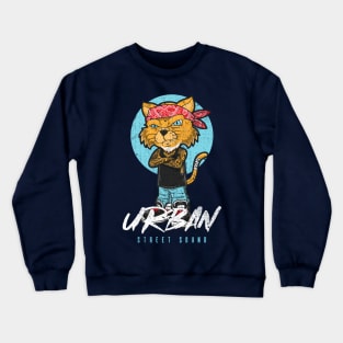 Urban Street Sound Cat Design Crewneck Sweatshirt